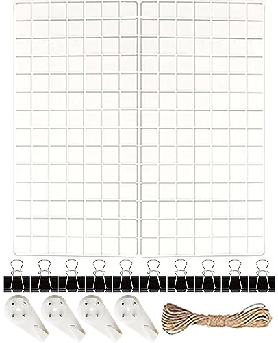 Weiß Wandgitter 2er-Pack 80 x 40cm Küchengitterwand Memotafeln Foto Wanddekoration für Büro, Wohnzimmer, Schlafzimmer