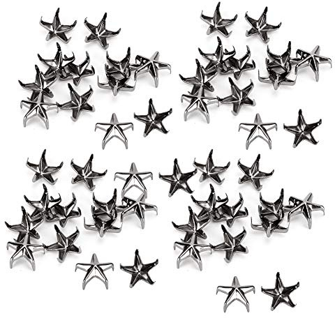 200 Piezas Remaches de Estrella, 10mm Clavos de Garra de Estrella, Remache de Tachuelas Punk de Metal para Manualidades de Cuero para Bolsos DIY Sombreros Decoración de Ropa(Gris)
