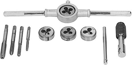 Set Di Maschi E Filiere Metriche, 10 Pezzi Set Maschi E Filiera Utensili per Filettatura, M4 M5 M6 M8 Set Taglio Filettatura in Solido Rinnovamento Del Thread, Creazione Dello Strumento Di Riparazione