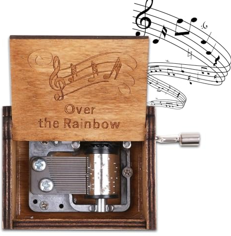 QENETY Carillon musicale in legno con manovella, mini carillon classico vintage, regalo per compleanno, Natale, San Valentino, regalo per amici e familiari (colore legno)