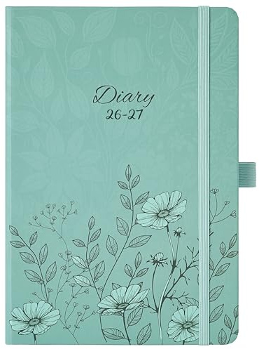 Academic Diary 2026-2027 - A5 Diary 2026-2027 Week to view, from August 2026 to July 2027, Academic Diary with Elegant Hardcover, Elastic Pen Holder, Back Pocket, 21.3 x 14.7 x 1.6 cm