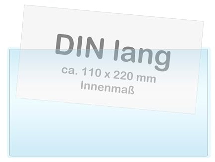 KLEBESHOP24 Selbstklebetaschen | Sichthüllen selbstklebend | Rechtecktaschen transparent | Klarsichthüllen zum Kleben (DIN lang | breite Seite offen | 100 St.)