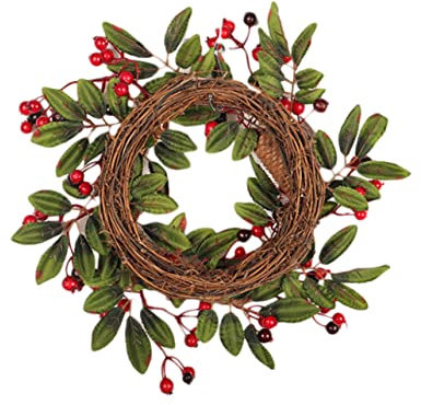 PRETYZOOM Weihnachtskranz Aus Künstlichen Blumen Natürlichen Pinienkernen Und Beeren Umweltfreundlicher Rattankranz Für Dekoration Zu Hause Und Party