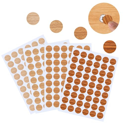 VFANDV 21mm Cache Vis, 216 Pièces Autocollant Bois en Texture Bois PVC Cache Trou Meuble Cache Vis Adhesif Cache Trou Mur Autocollants pour Trous de Vis pour Cacher Les Défauts des Meubles