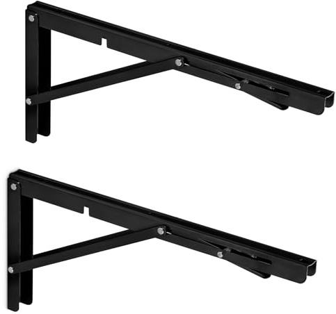SOTECH 1 paire de consoles rabattables pour charges lourdes (400 x 175 mm, noir, capacité de charge jusqu'à 150 kg) Equerres de rayonnage pour montage mural