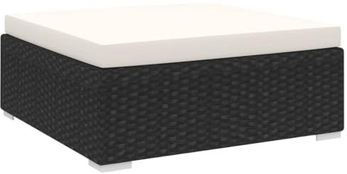 HEFZGDB Modular-Fußhocker 1 STK. + Auflagen Poly Rattan Schwarz Lounge Sofa Terrassenmöbel Outdoor Sofa Geeignet für Garten, Terrasse, Pool.