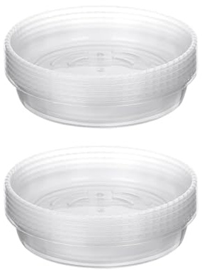 FSSTUD 10 Pcs 13cm Heavy Duty Plastic Plant Saucers Clear Flower Pot Drip Trays Small Plant Plate Dish Durable Outdoor Plant Trays Plant Drainage Pans for Garden