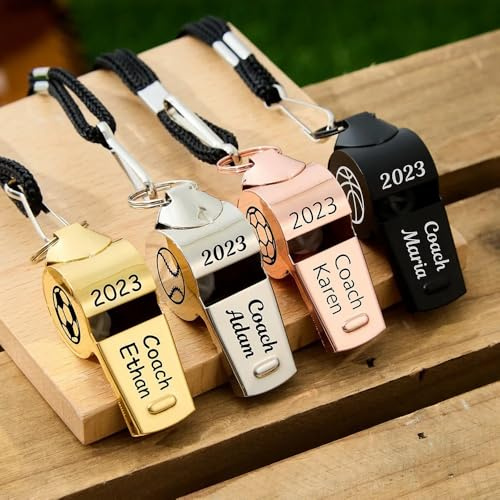 HDLOVE Personalisierte Pfeife Eingravierten Namen, Benutzerdefinierte Edelstahlpfeife Für Draußen, Pfeifen Sport Mit Lanyard Für Lehrer, Trainer, Schiedsrichter, Fußball, Basketball, Schulsport