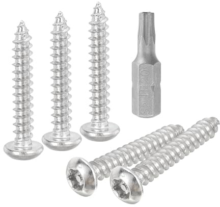 QUARKZMAN M4 x 25mm Tornillos de Chapa de Seguridad de Cabeza de Botón Torx, 50pcs Tornillos Autorroscantes de Acero Inoxidable 304 Resistente a Manipulación con T20 Brocas (Plateado)