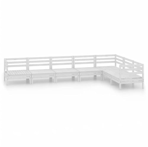 WEMYUFURN 7-TLG. Garten-Lounge-Set Massivholz Kiefer Weiß, Outdoor-Sitzgruppe, Terrassen-Lounge-Set, Garten-Couchgarnitur - Wetterbeständig, Komfortabel - für Terrasse, Garten und Balkon