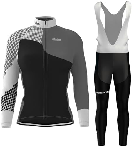 Ropa Ciclismo Mujer Conjunto Bici MTB Manga Larga Maillot Ciclista,Traje Bicicleta Chaquetas Ciclo y Pantalones Tirantes con 9D Gel Acolchado,Completa de Jerseys Transpirable Secado Rápido(10,S)