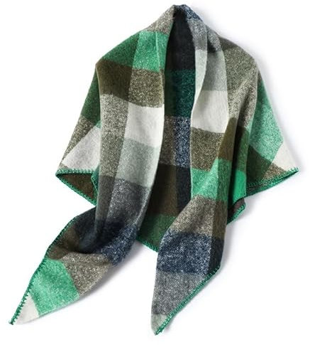 LIUYUYOUGO Cape Damen,Dreieckstuch Für Damen Weich Warm Schottenkaro Bunt Kariert Gestrickt Cape Aus Kunstkaschmir Damenschal Dicker Winterponcho Halstuch Als Muttertagsgeschenk Grün