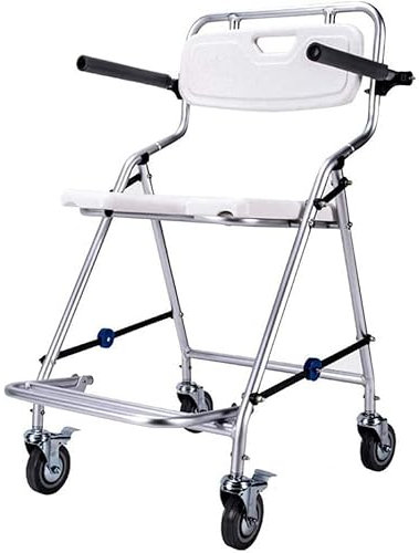 SULQING Toilettenstuhl, Bad-Duschstuhl mit Armlehnen und Rollen – tragbarer, zusammenklappbarer Badezimmer-Rollstuhlhocker – für Behinderte, verletzte Behinderte, ältere Menschen,