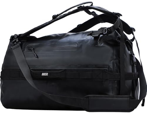 MIER Große wasserdichte Reisetasche Rolltop Dry Rucksack Seesack für Kajakfahren, Rafting, Bootfahren, Schwimmen, Camping, Reisen, Fitnessstudio, Strand, 60 l, Schwarz , (60L) UK, Sportlich