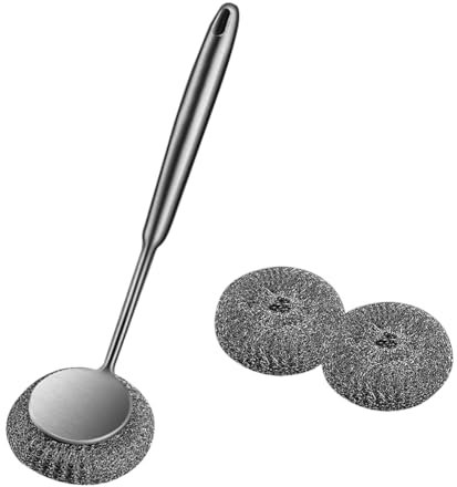 Stahlwolle Schrubber,Topfreiniger Edelstahl Scheuerspirale Reinigungsbürste für LöSt HartnäCkige Flecken In Der KüChe Oven die Reinigung von Töpfen Pfannen Grills Spüle Reinigung(Typ2+2 Bürstenköpfe)