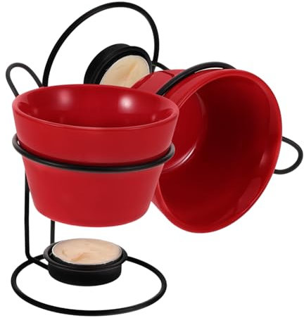 OFFSCH 2sets Ceramic Heating Furnace Melting Pot for Chocolate Cheese Butter Fondue Ice Lightweight Easy Maintenance