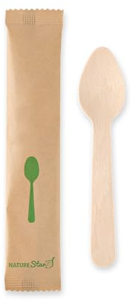 500 Stück NATUREStar Bio Kaffeelöffel | Holz FSC® 100%, wachsbeschichtet, Karton, natur, L: 11cm, B: 2,4cm, Kaffeelöffel aus Holz, Einweglöffel, Einmallöffel