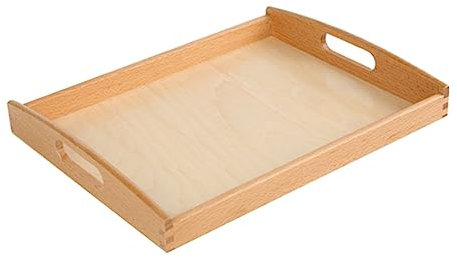 KOCKSHION Holztablett Montessori Lehrmittel Holz Mit Griff Tragbares Aufbewahrungsfach Für Kindergartenholzspielzeug Kinder Lernmaterial