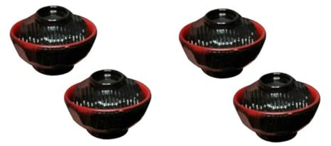 Cabilock 4 Set mini ciotola plasil casa giocattolo mini scodella giapponese con coperchio scodella per zuppa in stile giapponese ciotola e in atura Black