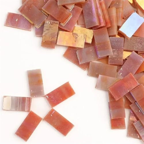 Mosaiksteine Zum Basteln 85 g/3 oz (ca. 31 Stück) 1 x 4 cm Glimmer-Mosaikfliesen, 3 mm, DIY-Mosaikhandwerk, Glasmalerei, durchscheinende Streifen, Kunst, Hobby-Materialien Mosaiksteine(Glaze Orange Re