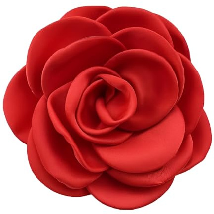 Broche délicate en satin rose pour mariage et événements - 10 cm - Épingle florale en tissu fait à la main avec clip - Accessoire de revers à double usage pour homme et femme (boîte cadeau)