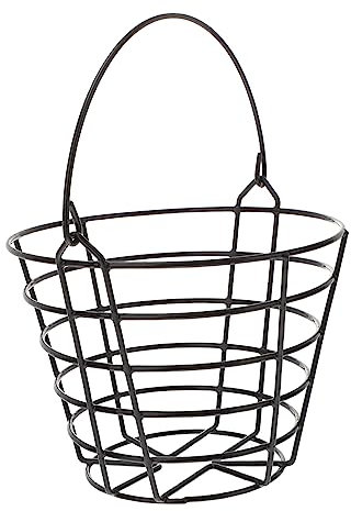 EXAOMBLE 1pc Wrought Iron Golf Basket Outdoor Container Convenient Handle for Driving Range and Practice Holds Color Random