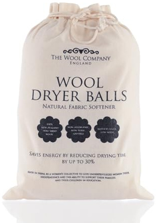 The Wool Company Tumble Dryer Balls | Reusable Wool Dryer Balls for Fabric Softening | Reduce Drying Times, Creasing & Static | 100% New Zealand Wool Laundry Balls (Pack of 6)