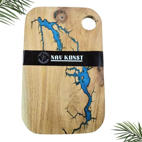 Epoxid-Holzkohlebrett, 41,9 x 26,7 cm, Schneiden, Hacken, Servierplatte, Harz, Küchenartikel, Geschenk, Blau