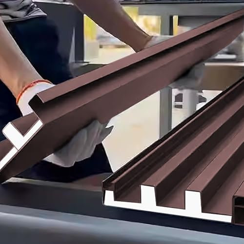 Corrugated Roofing Sheets, Roofing Side Panels Waterproof Tiles with Closure Strips, Corrugated Metal Wall Cladding Panel for Stables Carport Patio, Storage Ceiling Sheets(Brown,L 243cm(8ft)