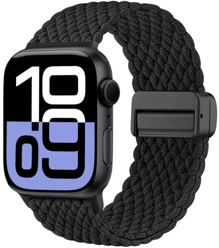 Maledan Braided Strap Compatible with Apple Watch Strap 41mm 40mm 38mm 42mm 44mm 45mm 46mm 49mm, Adjustable Nylon Stretchy Magnetic Sport Band for iWatch Strap Series 11 10 9 8 7 6 5 4 3 2 1 SE Ultra