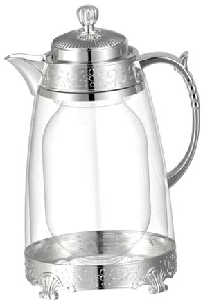 Pichet à Eau en Verre Arabe avec Bec verseur, pichet à thé glacé for Boissons, Pendaison de crémaillère, dîner, doré(Argent)