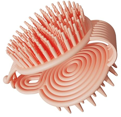 BESTYASH Cepillo Masajeador de Silicona para Cabelludo Doble Cara Suave y Ligero Cepillo para Champú y Exfoliación Adecuado para Adultos y Fácil de Usar y Almacenar Color Rosa