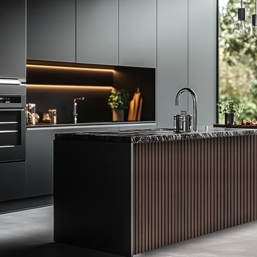 Decoranddecor Acoustic Slat Wood Wall Panels and Ceiling Panelsling Decorative 3D MDF 120 cm x 60 cm - Smoked Oak