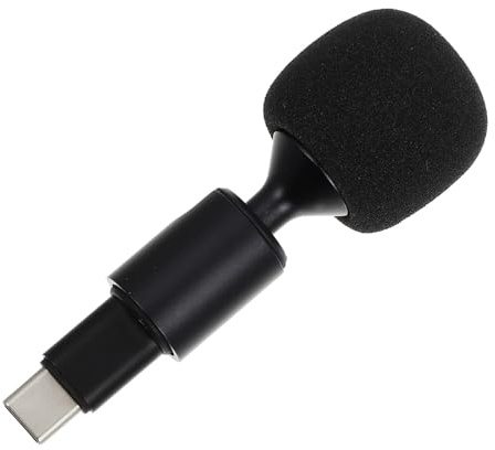 Biegsames Handy Mikrofon mit USB C-stecker, Schwarz, für Live Streaming | Omnidirektional, Flexibel, Typ C-anschluss, für Laptop, Tablette und Viele Mobilgeräte, mit Schaumstoffabdeckung