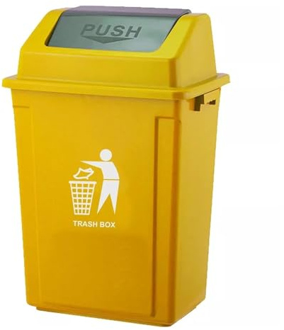 BURAKH Recycling Swing Lid Bin 30–40L Plastic Rubbish Waste Dustbin – BPA-Free PP Kitchen Trash Can for Home, Office & Commercial Use (YELLOW (40L))