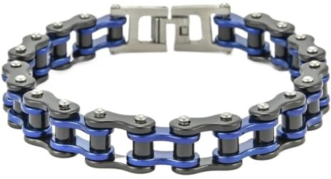 XLXKGPGKMK cykelkedja för män motorcykelarmband rostfritt stål dubbelt bandspänne polerat, En storlek, Acetat, Ingen ädelsten