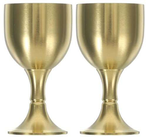 Lurrose 2 Piezas Cáliz de Aleación de Cobre Dorado Multifuncional para Sacrificios y Oraciones, Taza Delicada y Versátil para Uso en Templos y Ofrendas Religiosas