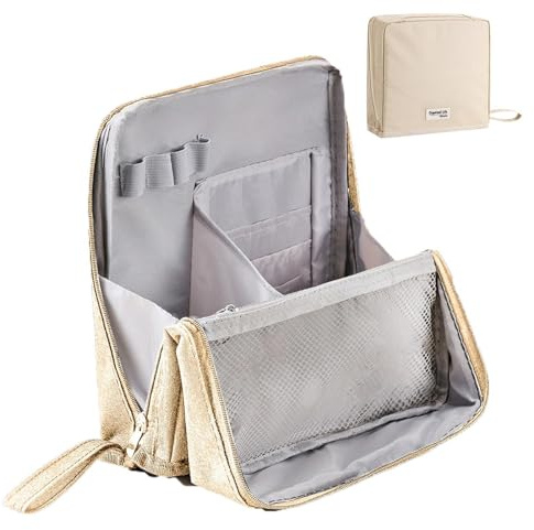 Trousse De Maquillage Debout – Tour De Rangement pour Cosmétiques Peu Encombrante, Fermeture Éclair sur Le Dessus À Large Ouverture, Ensemble De Séparation À Cinq Sections, Pilier De Prévention des