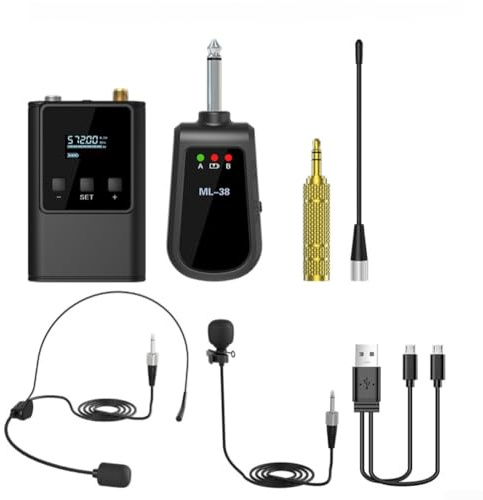 Sistema de audio inalámbrico de micrófono dual, portátil con condensador y patrón cardioide para reducción de ruido, para transmisión en vivo, discursos y grabación de eventos