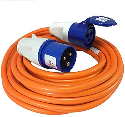 10 Meter Caravan Hook Up Extension Lead Cable 16A 240V Mains 3 Pin Plug & Socket