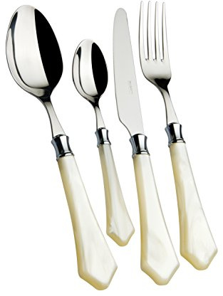 BUGATTI VECAM-S0850 Verona Ménagère de 24 Pièces Service de Table Acier/ABS Ivoire 39 x 27 x 5 cm