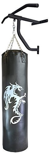 Boxset aus Boxsack Sandsack 110 cm gefüllt Gewicht 32 kg inkl. Stahlkette und Drehwirbel / optional: Boxhandschuhe 12 o. 14 OZ, Deckenhalter, Wandhalter, Klimmzugstange zur Wahl (mit Wandhalter & Klimmzugstange)