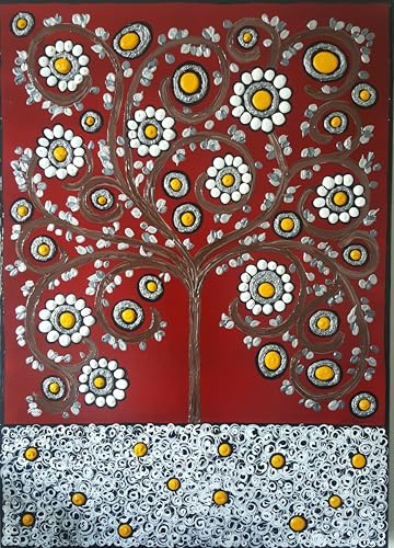 DORON ARTE QUADRO MODERNO ASTRATTO DIPINTO A MANO TELAIO GALLERY BORDI DIPINTI - ALBERO DELLA VITA - 50x70x4 cm -RIF137