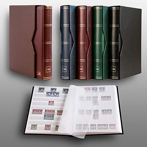 Prophila 60 weiße Seiten Briefmarkenalbum wattiert mit Kassette rot