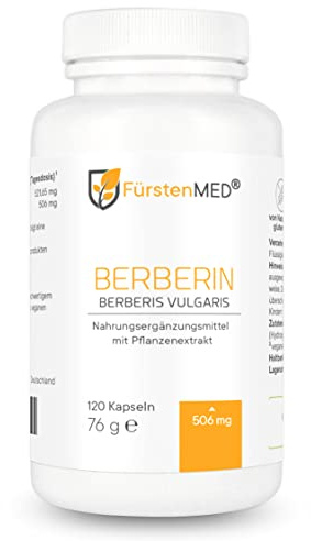 FürstenMED® Berberin Kapseln 506mg - Hochdosiert und bestehend aus reinem Berberis Vulgaris Wurzel-Extrakt - Vegan & Ohne Zusatzstoffe