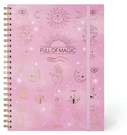 Legami - Spiralheft Maxi, A4, 204 abnehmbare Seiten, Gummiband, Endtasche, aus FSC®-zertifiziertem Papier, Papier 100 g/m², 22 x 29,5 cm, Thema Magic