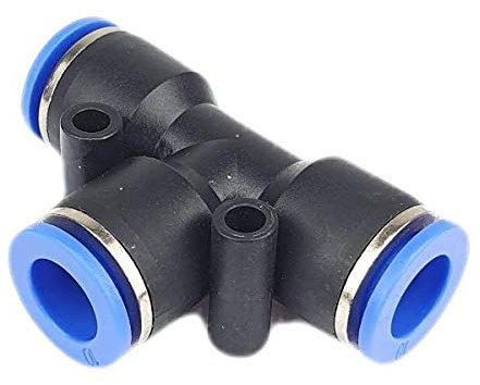 5 Stück T-Verbinder - Pneumatik Steckverbinder - Steckanschluss für Luft & Wasser - Schnellsteckverbinder - Push In Fitting - (8mm Schlauchanschluss)