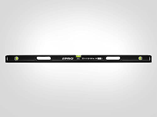 PRO800 Nivel de burbuja 200cm fresado en un lado con perfil ergonómico - ERS+ (Easy Reading System) Nivel de precisión con tapones antichoque - Color Negro