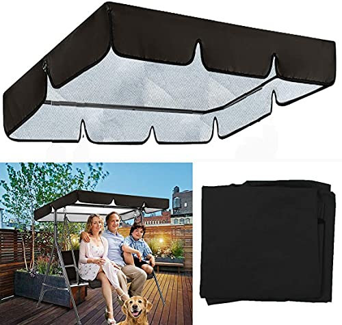 MeTikTok Garden Swing, Pergola Sun Canopy, Rocking Chair, Universal Roof, Garden Bench, Sun Canopy with Removable Roof & Seat Pad, Waterproof And Sun-Proof,Black,L249 x W185 x H18cm