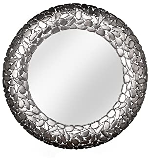 Riess Ambiente Handgearbeiteter Spiegel Stone Mosaic 82cm Silber Mosaik Optik Wandspiegel Handmade Badspiegel aus Aluminium Flurspiegel